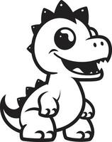 Charming Dino Chic Cute Black Friendly Dino Face Black vector