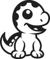 Playful Dino Style Black Cartoon Sweet Dino Smile Cute Black vector