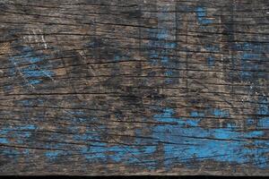 Vintage of old wooden with blue color background. photo
