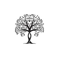 Silhouette tree on white background. vector