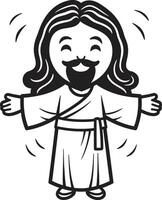 Heavenly Compassion Cute Jesus Black Divine Light Cartoon Jesus in Black vector