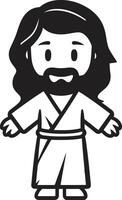 Divine Compassion Cute Jesus in Black Merciful Savior Cartoon Jesus vector