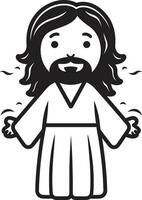 Heavenly Light Cartoon Jesus in Peaceful Guardian Black Jesus vector