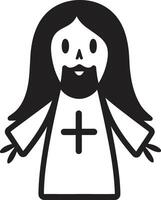 Inspirational Guide Cute Jesus in Black Divine Light Cartoon Jesus in Black vector