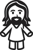 Eternal Compassion Cute Jesus in Black Merciful Shepherd Cartoon Jesus vector