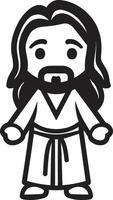 Divine Innocence Cartoon Jesus in Black Messiahs Joy Cute Jesus in Black vector