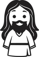 Blessed Radiance Cute Black Jesus Kind Shepherd Cartoon Jesus Black vector