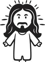 Sacred Compassion Cartoon Jesus Gentle Savior Black Jesus vector