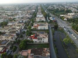 Aerial view of residential area in Lahore Pakistan on July 22, 2023. photo