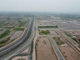 High angle view with drone of West Marina Housing Society in Lahore Pakistan on November 07, 2023 photo