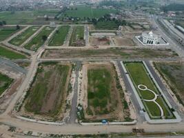 High angle view with drone of West Marina Housing Society in Lahore Pakistan on November 07, 2023 photo