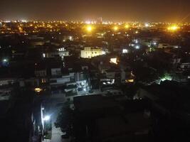 Beautiful night view of city with drone in Lahore, Pakistan on November 16, 2023 photo