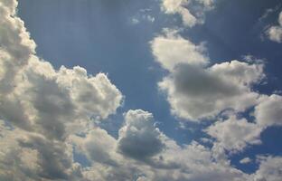 Image of clear blue sky and white clouds on day time for background usage photo