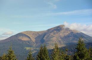 Mount Hoverla hanging peak of the Ukrainian Carpathians against the background of the sky photo