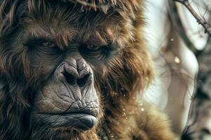 Bigfoot close-up portrait reflects the mysterious and mythical nature of the cryptic creature photo