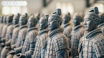 antiguo chino terracota Ejército de estatuas guerreros en histórico xi'an exposición foto