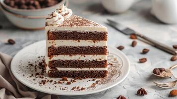 Sachertorte cake with chocolate layers and sweet frosting for an indulgent Austrian dessert photo