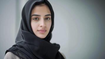 saudi arabia mujer en hijab retrata belleza, confianza, y cultural elegancia foto