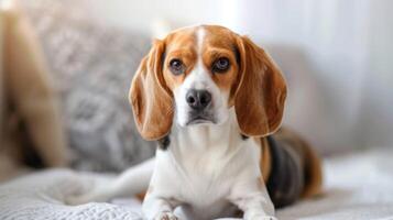 beagle perro retrato demostración animal mascota linda orejas con marrón blanco negro colores foto