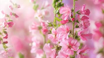 Close-up of pink bloom with nature, petals, flora, spring, close-up elements providing a beautiful bokeh effect photo