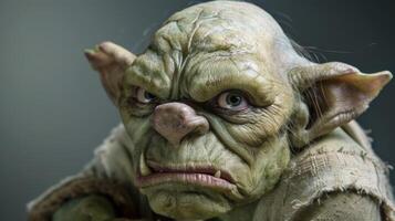 Ogre in costume displaying mythical creature prosthetics with detailed fantasy makeup photo