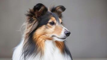 Shetland Sheepdog portrait showcasing the cute, furry, companion animal with an elegant demeanor photo