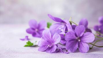 Delicate purple flowers with vibrant petals blossom in nature photo