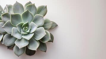 Echeveria succulent in close-up showcases nature's green botanical beauty and texture in a serene home environment photo