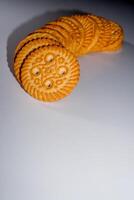 biscuits isolated on a white table. photo