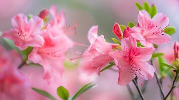 rosado azalea flores en floración con vibrante pétalos y primavera flora botánico belleza foto