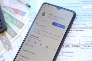 TERNOPIL, UKRAINE - AUGUST 3, 2023 PKO application on screen on modern smartphone. Official app of famous polish bank photo