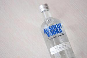KYIV, UKRAINE - NOVEMBER 27, 2023 Absolut Vodka swedish brand bottle of alcohol vodka drink photo
