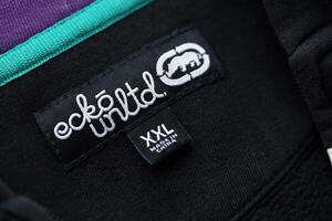 KYIV, UKRAINE - 4 MAY, 2023 Ecko Unltd company logo on new brand clothes photo