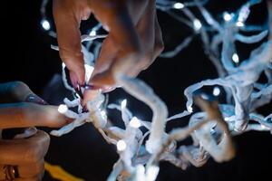 A hand stack makes a texture on a plasticine photo