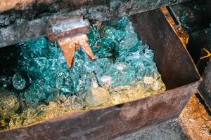 Glass waste box after smelting photo