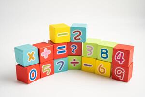 Math number colorful on white background, education study mathematics learning teach. photo