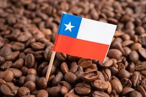 Chile flag on coffee bean, import export trade online commerce. photo