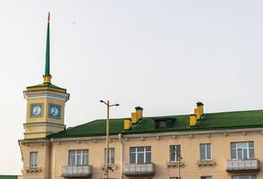 Brest, Belarus - 03.03.3024 - Clock tower in the center of the city. Urban photo