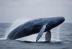 A view of a Whale in the sea photo