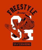 Freestyle skateboarding Vintage art Illustration vector