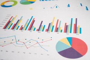 chart or graph paper. Financial, account, statistics and business data concept. photo