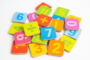 Math number colorful on white background, education study mathematics learning teach. photo