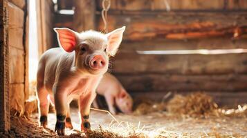 cerdo grupo animal en comercial granja. foto