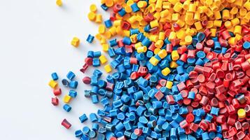 Plastic polymer color pigment granules industrial. photo