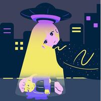 illustration ufo girl vector