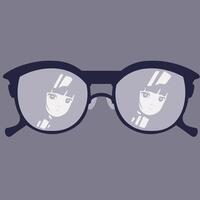 glasses girl silhouette anime style vector