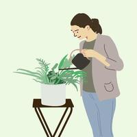 watering flower pots illustration vector