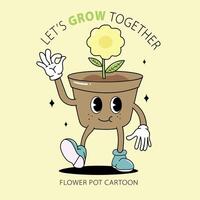 pot flower cartoon vector
