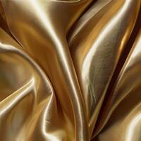 A background with silk white fabric luxurious gold textures. photo