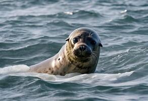 A view of a Grey Seal in the water photo